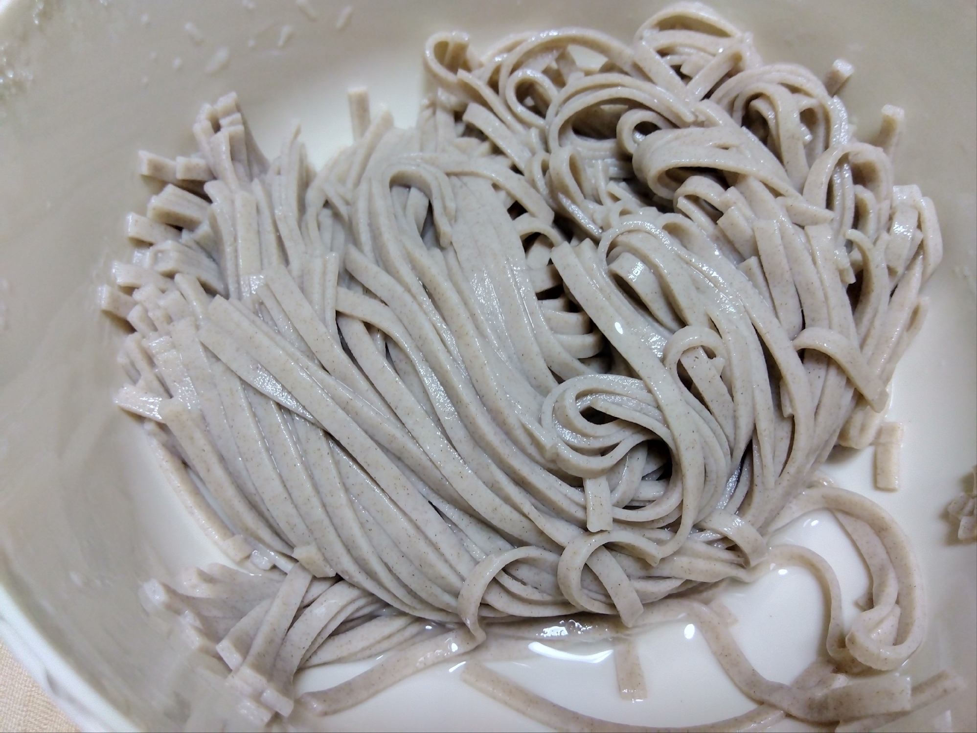 レンジで茹で蕎麦