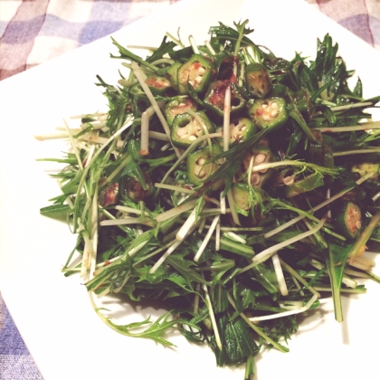 オクラと水菜の梅サラダ
