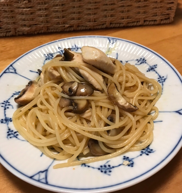 ささみとマッシュルームのパスタ