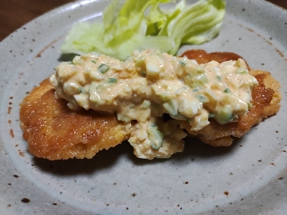 大好きなチキン南蛮が簡単にできました(^^)美味しかったです。野菜たっぷりのタルタルソースが嬉しいです!