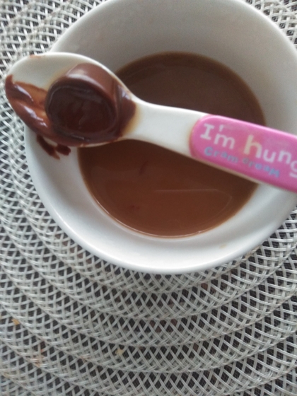 チョコレートが沈むので
スプーンに乗せました(笑）
こくがあって　
美味しかったです(@_@)
