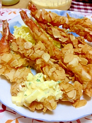 低糖質な海老フライ♪アーモンド衣で!