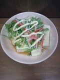 ❤塩豆腐で作ろ❤カニかまと水菜のマヨポン冷や奴❤