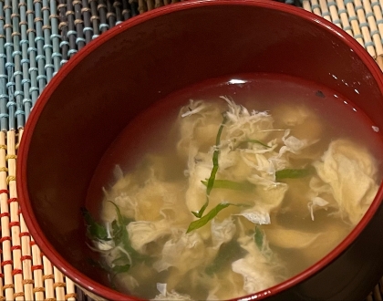 大葉と玉子の中華スープ