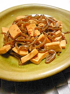 突き蒟蒻と高野豆腐の炒め煮