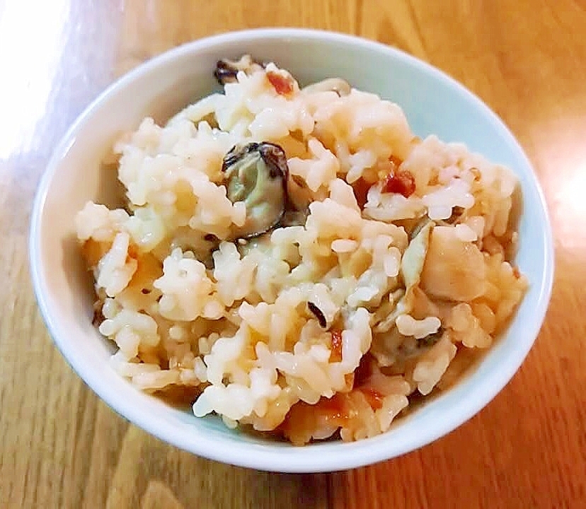 牡蠣と塩昆布の炊き込みご飯