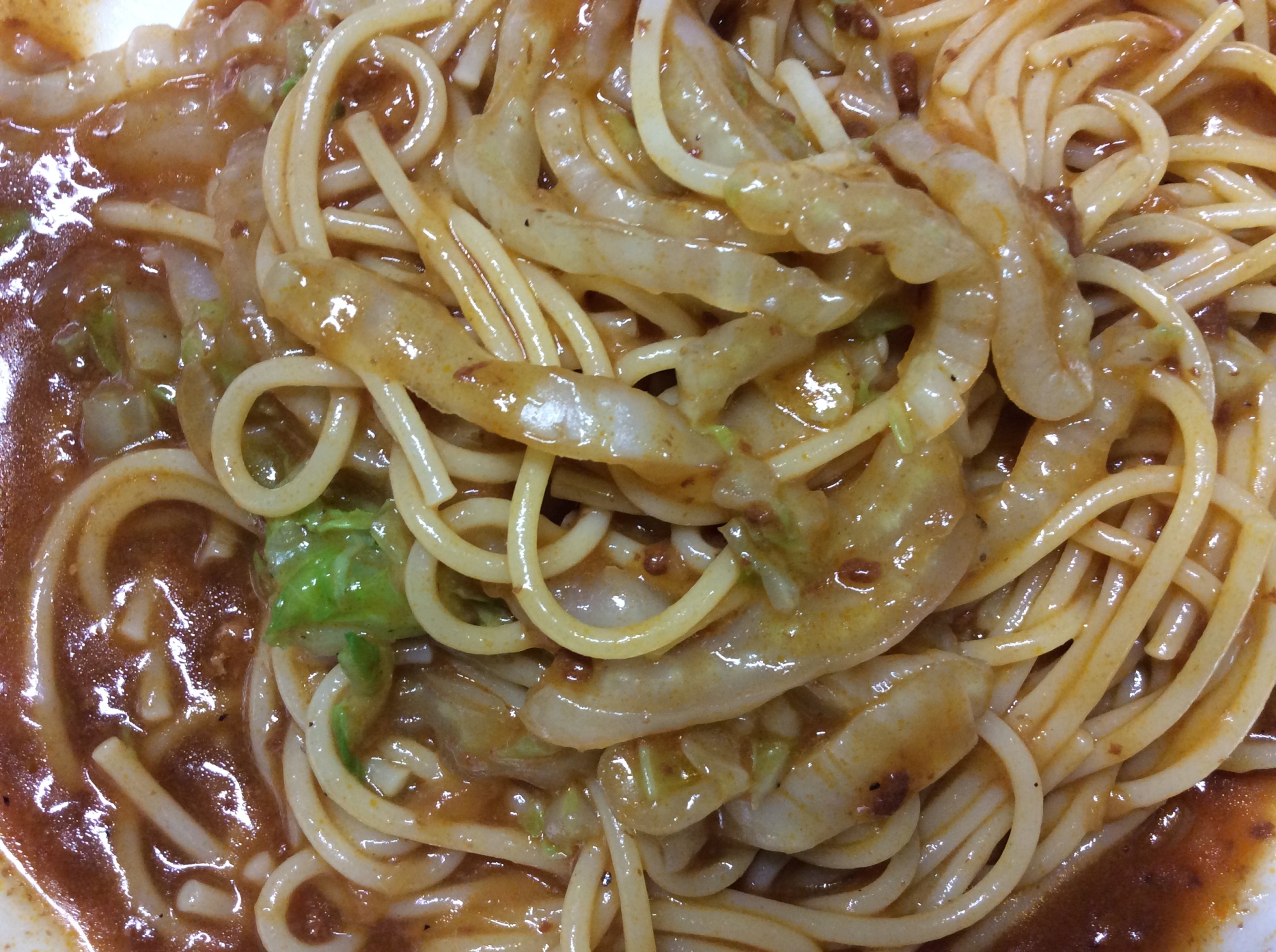 白菜混ぜミートパスタ