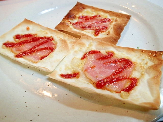 棒餃子の皮でおつまみ　ベーコン