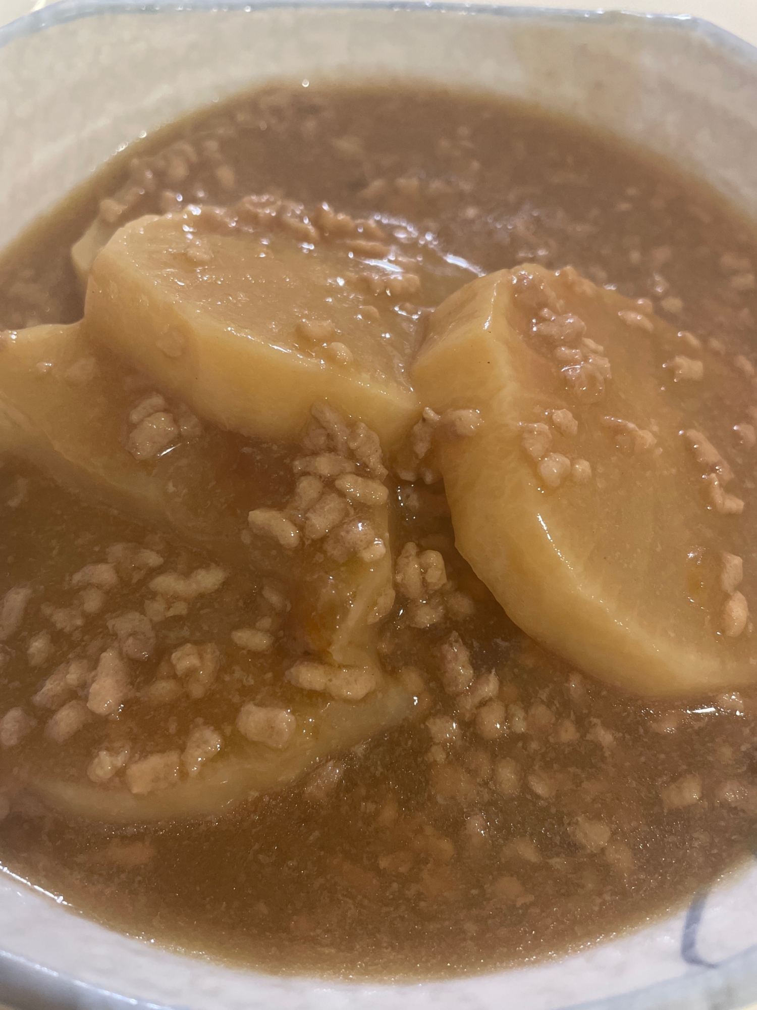 レンジで!大根とひき肉煮込み