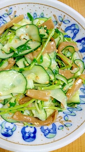 豆苗ときゅうりとメンマのごま酢和え レシピ・作り方 by れんど - 楽天