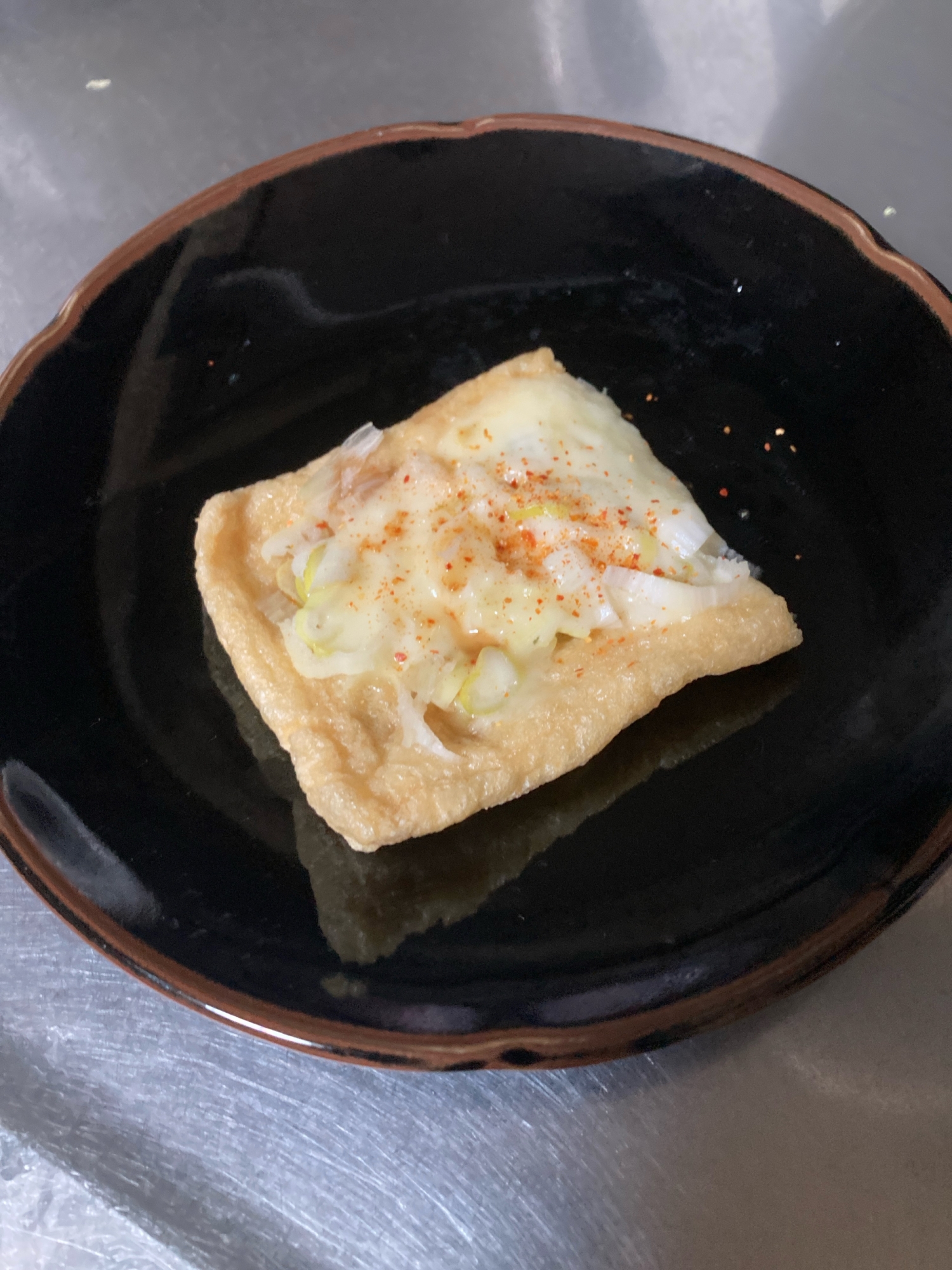 油揚げのネギ、チーズ焼き