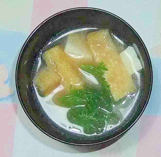 からし菜豆腐油揚げの味噌汁