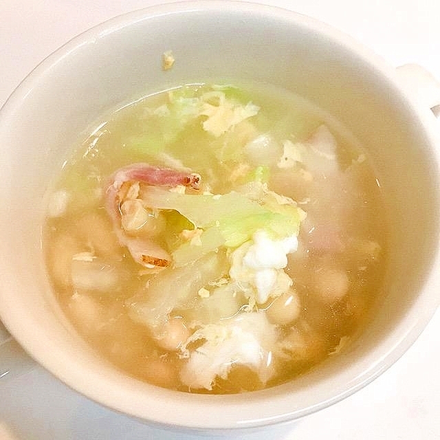 白菜と大豆の♪とろとろ中華卵スープ