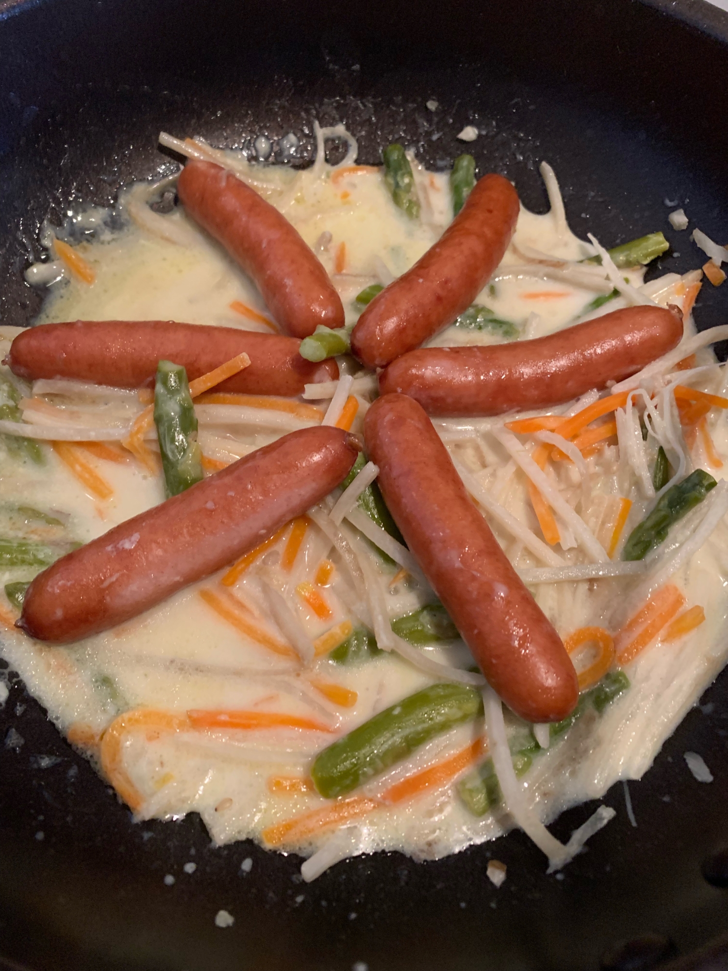 豊潤ウインナーとごぼうサラダの炒め物