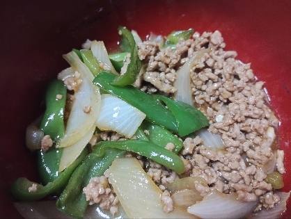 玉ねぎたくさん！牛挽肉で青椒肉絲