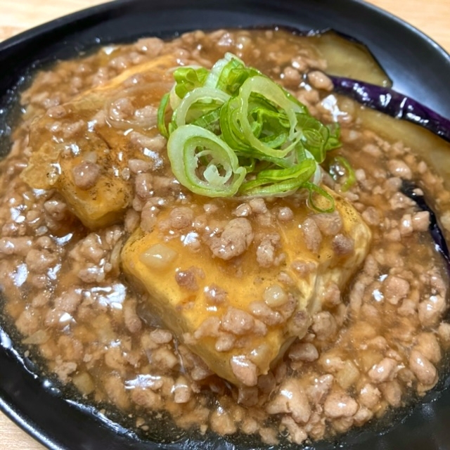 肉そぼろ餡の揚げない揚げ出し豆腐