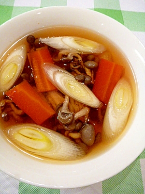 塩麹入り☆きのことネギの中華スープ