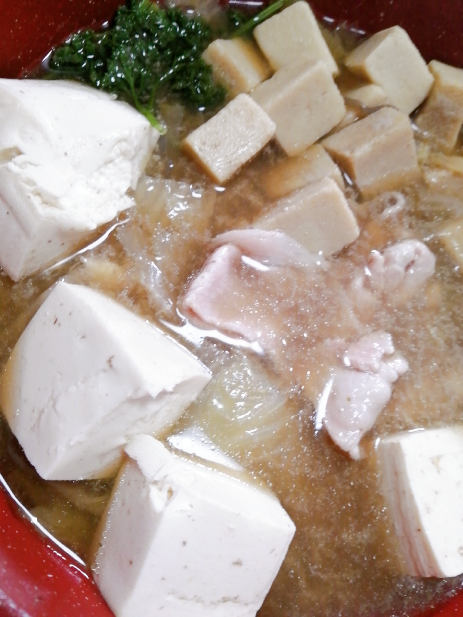 高野豆腐と豆腐の豚鍋