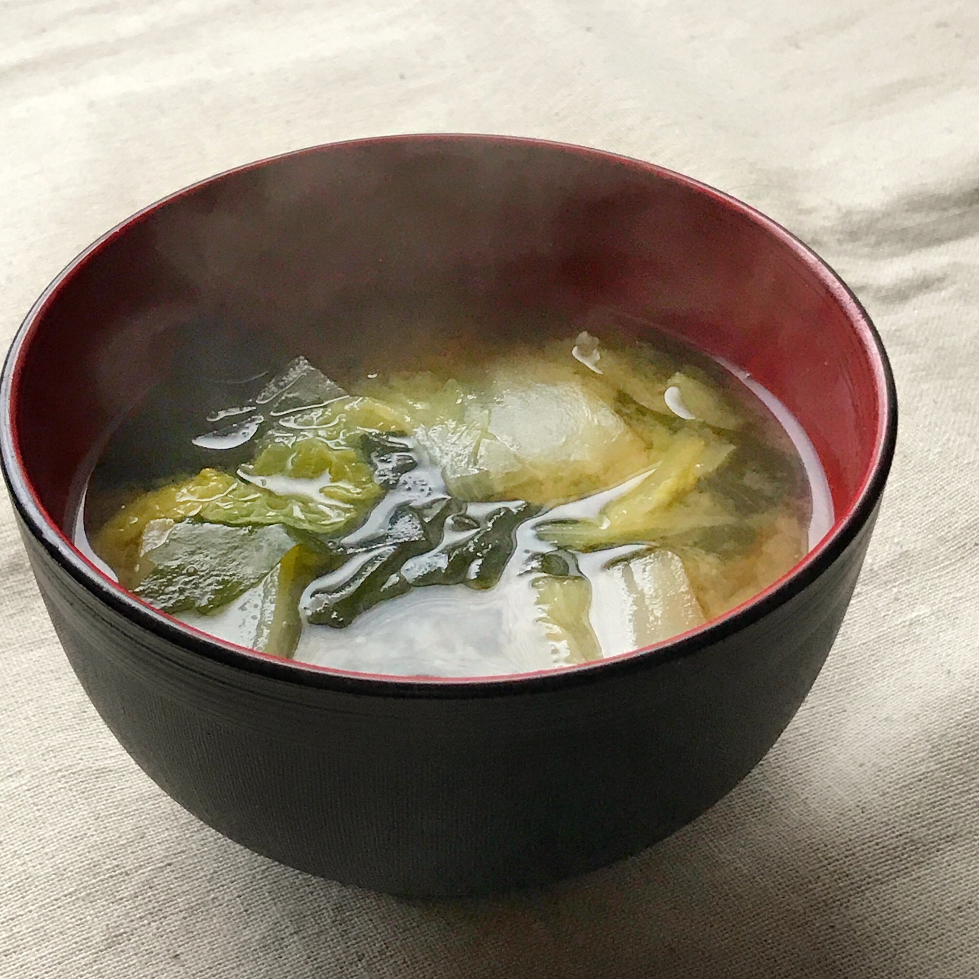 白菜の煮物リメイク味噌汁