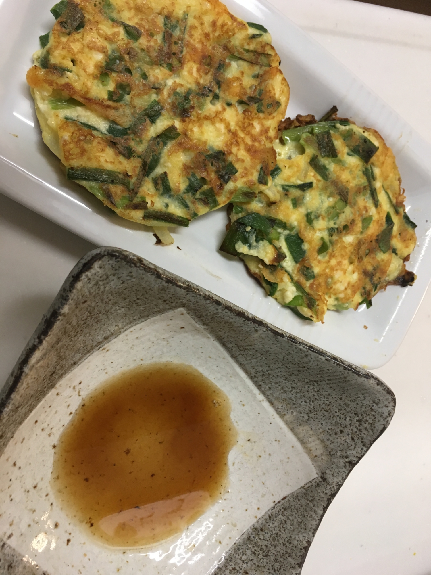 米粉と豆腐でニラチーズチヂミ