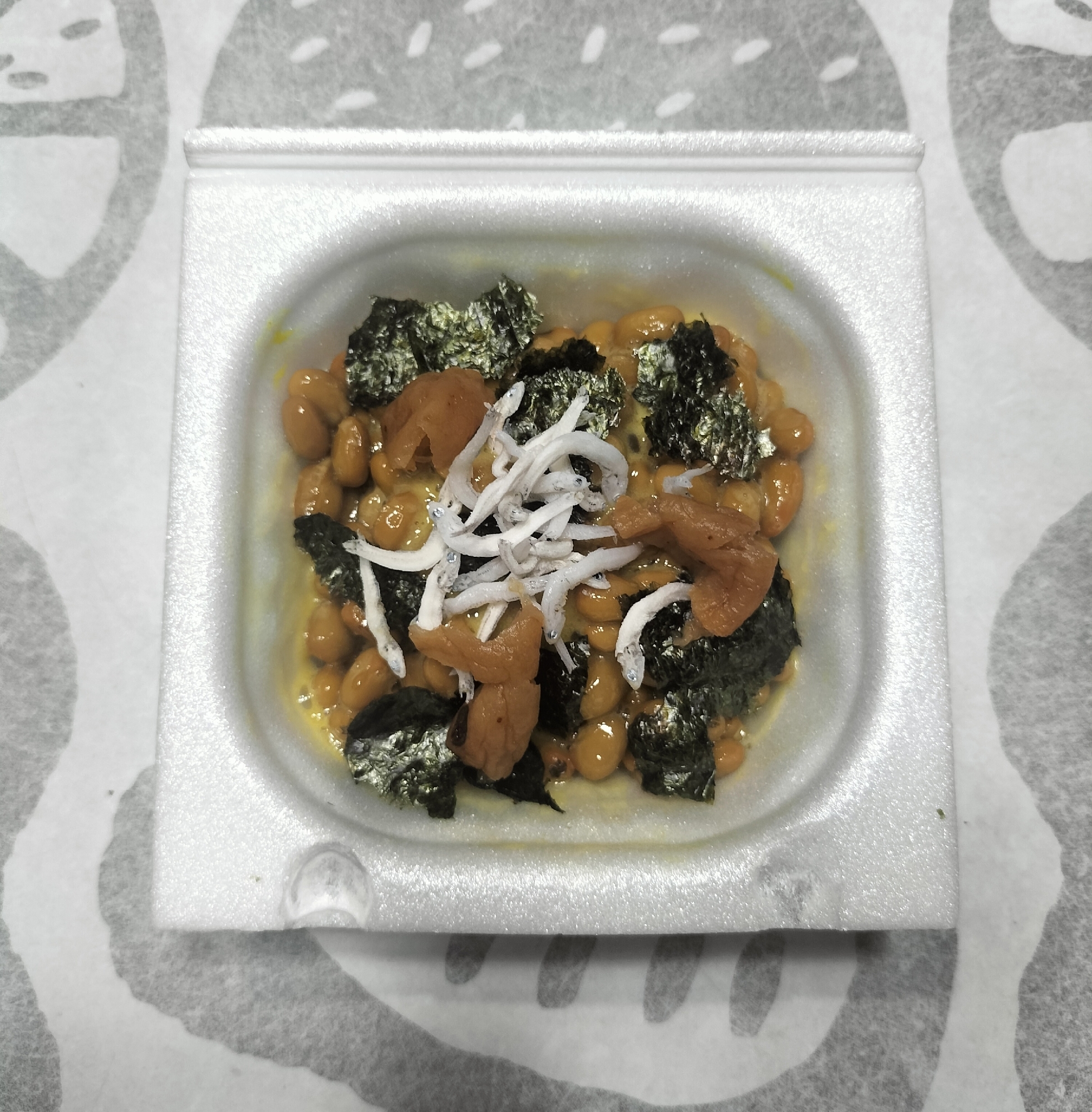 海苔とちりめんじゃことはちみつ梅入り納豆