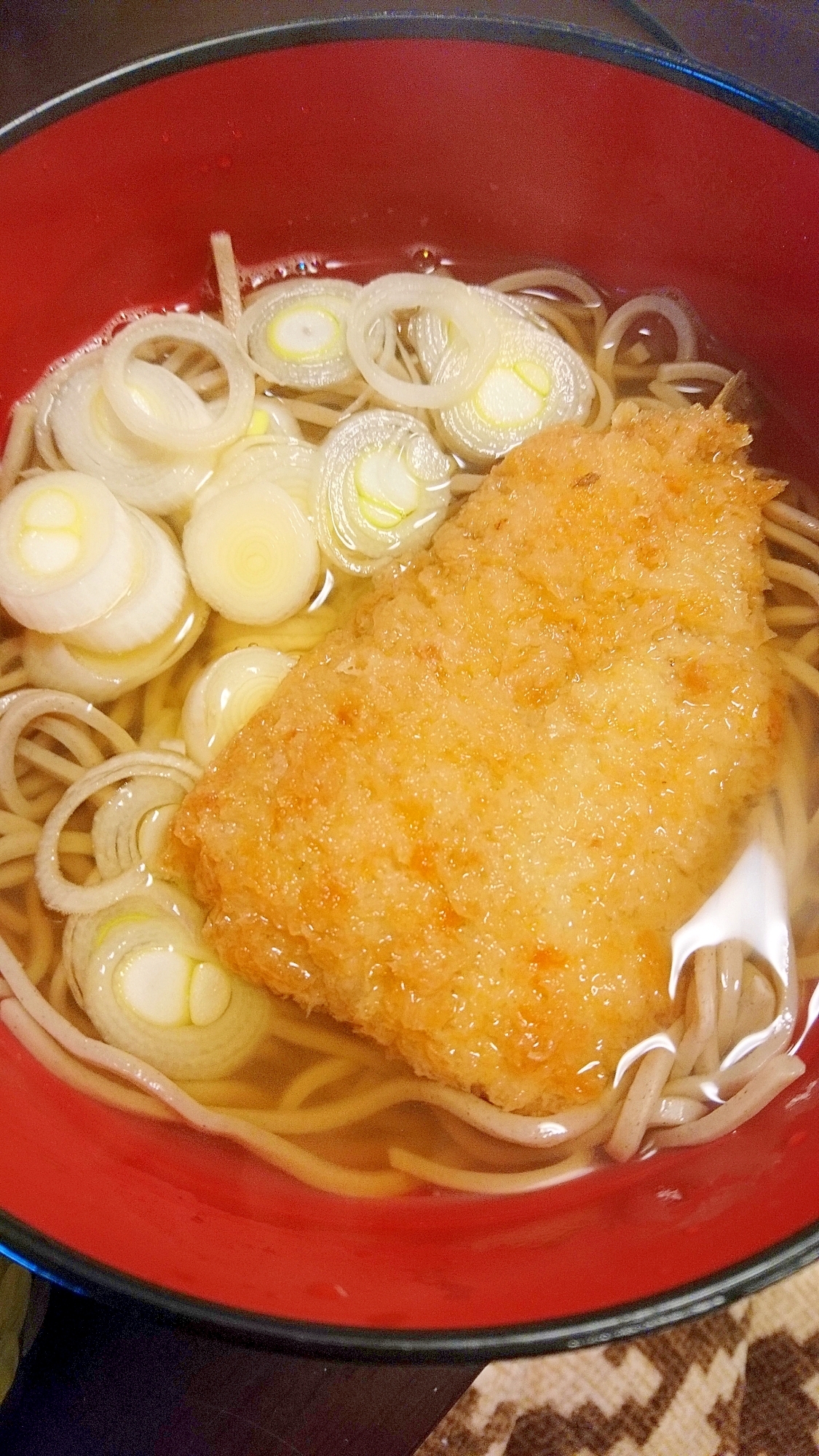 【麺料理】レモン汁入りイワシフライそば