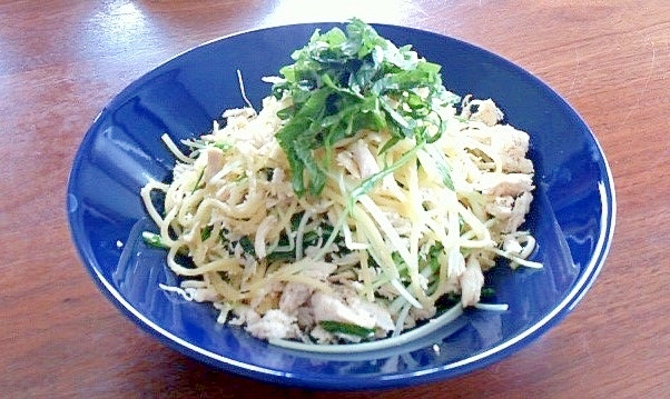 水菜とささみのあっさりパスタ