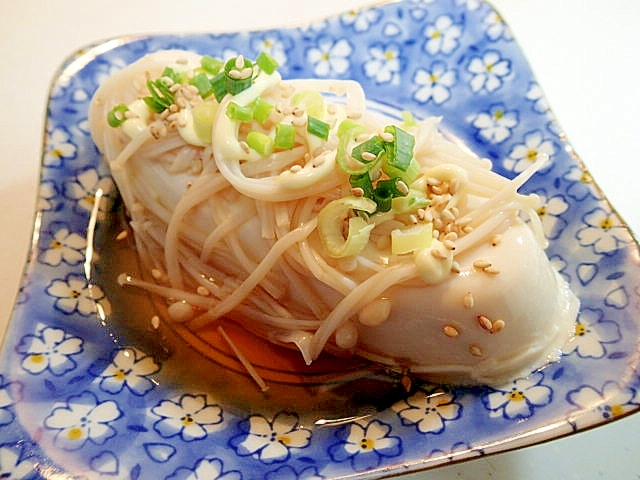 麺つゆ/マヨで　えのき茸と葱とごまの冷奴