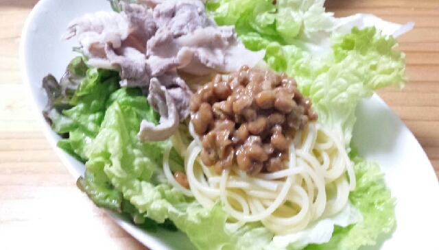 節約！豚肉と納豆のスパゲッティ