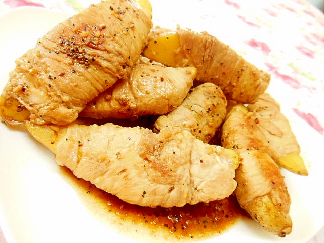 ❤馬鈴薯の豚肉巻き・黒酢・蜂蜜醤油炒め❤