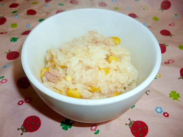 ツナとコーンの炊き込みご飯　圧力鍋であっという間！