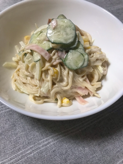 幼児食　ブロッコリーとコーンのパスタサラダ