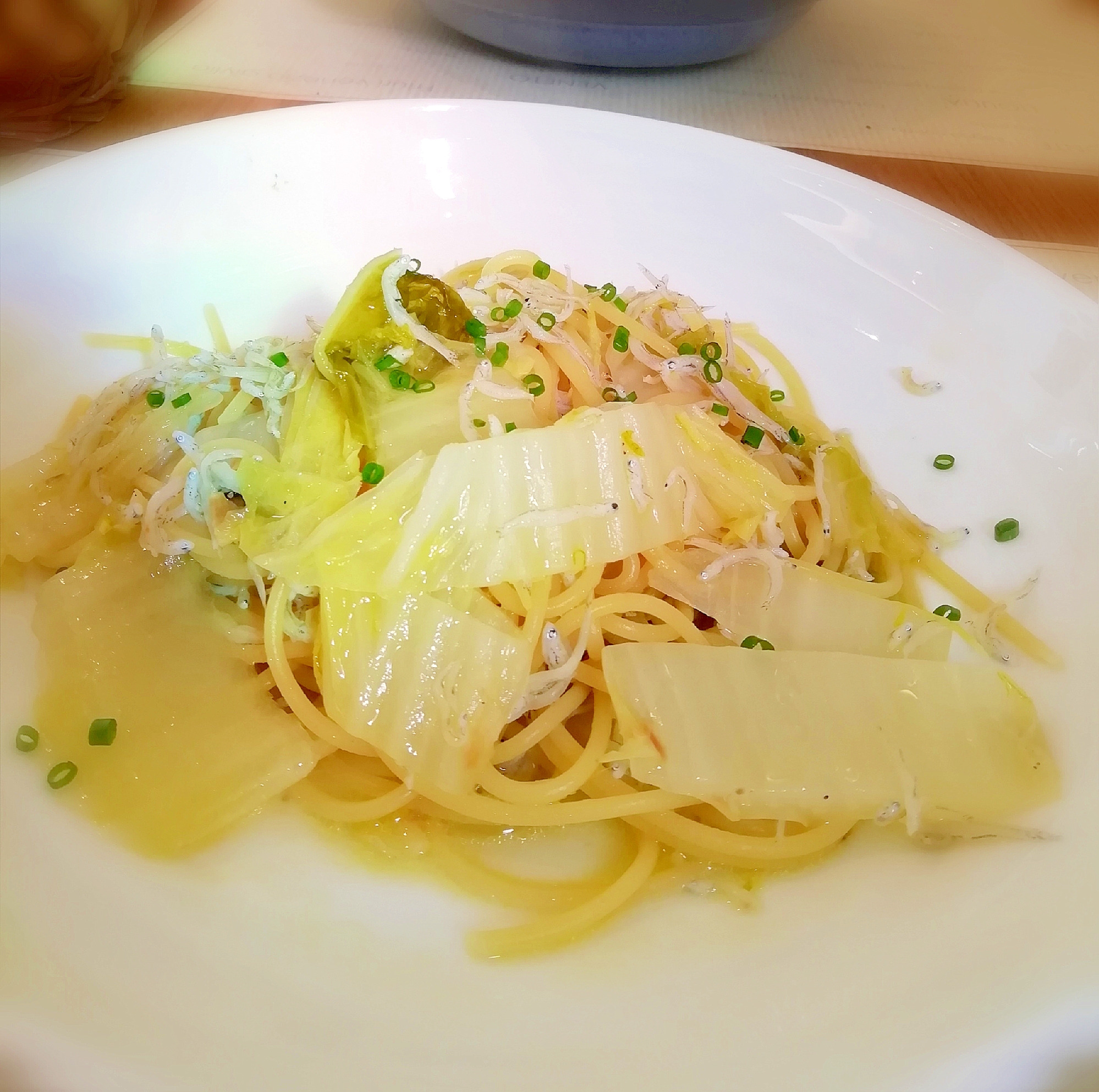 白菜とシラスのパスタ