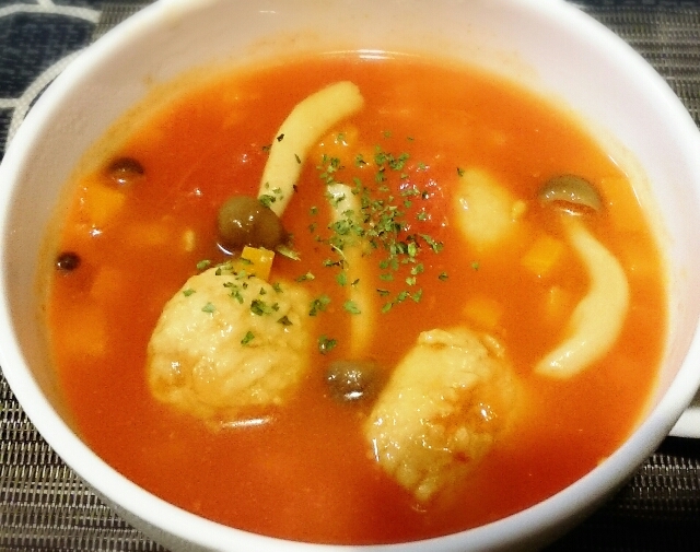 【あったかスープ】チキンボールのトマトスープ