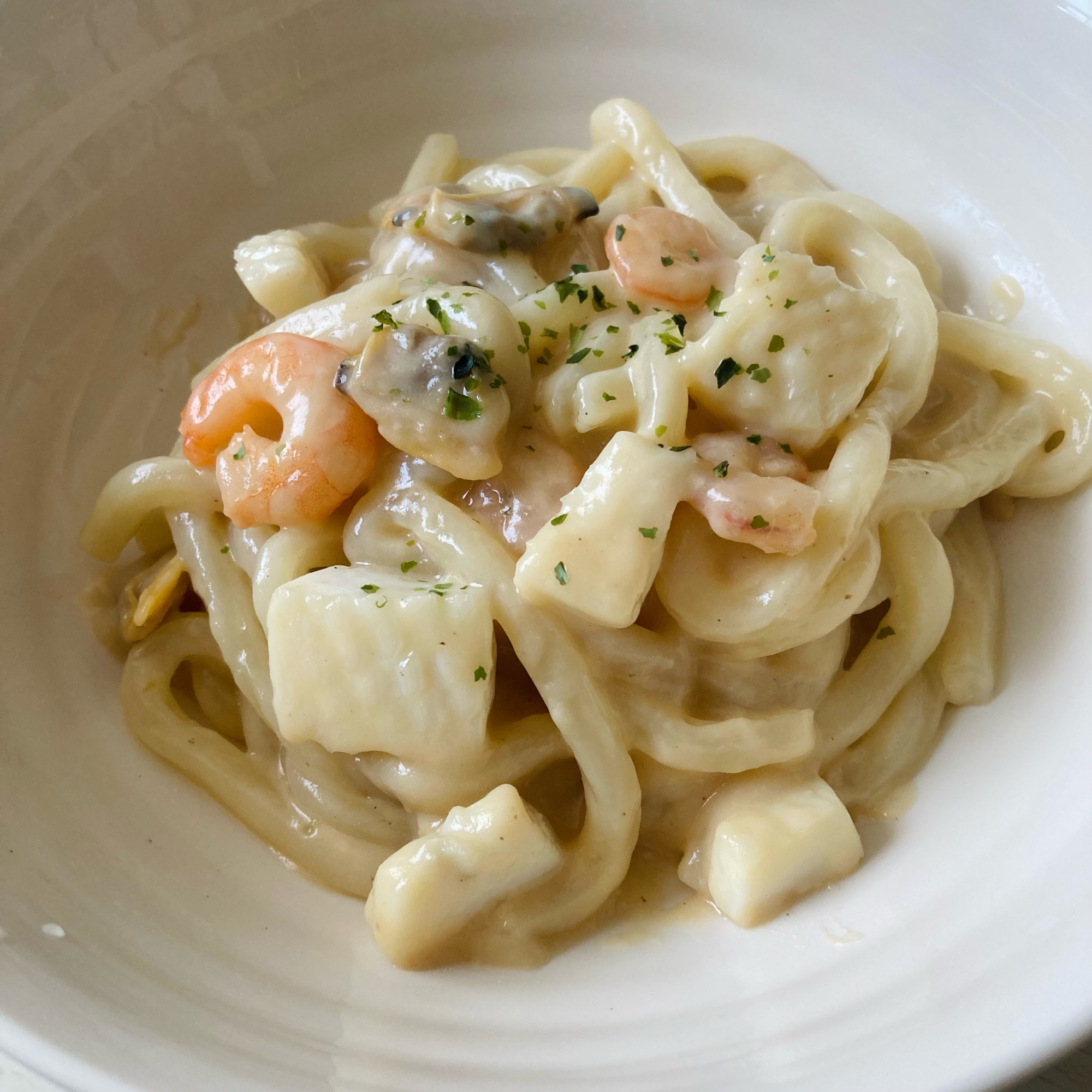 電子レンジで簡単!クリームうどん