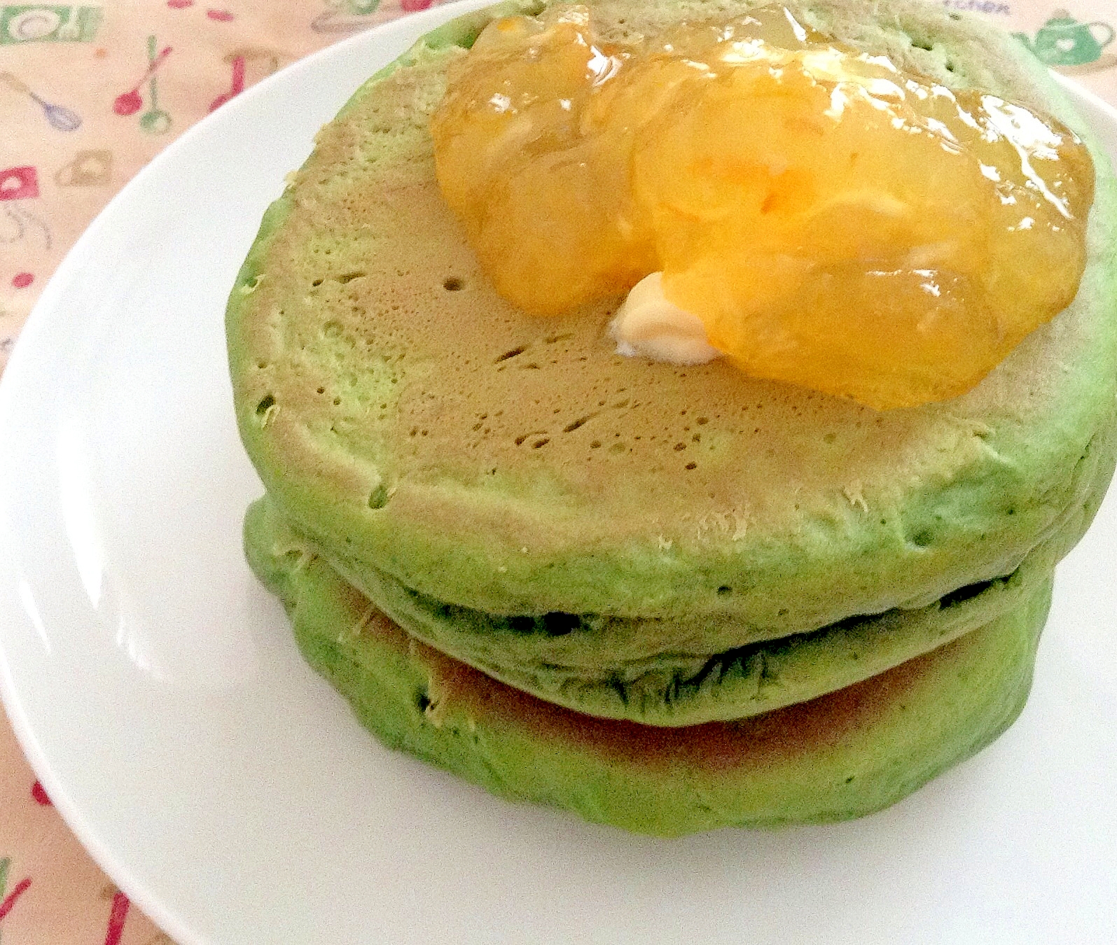 簡単☆1人分☆薄力粉から作る抹茶パンケーキ