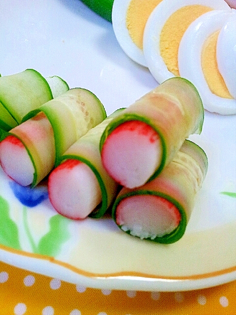 かわいいお弁当のおかず✿かにかまのきゅうり巻き❤