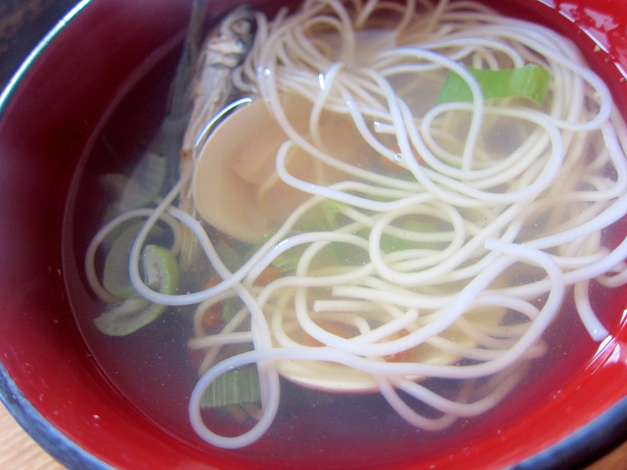 蛤と煮干し葱の納豆素麺スープ