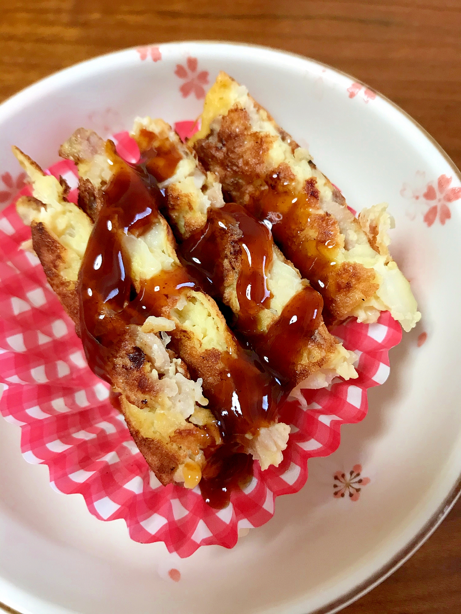 キャベツと豚肉のミニお好み焼き