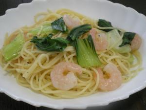 海老と青梗菜の和風パスタ