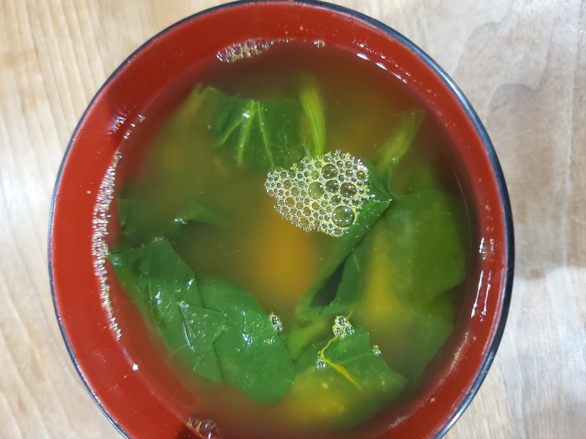 ほうれん草、かぼちゃの味噌汁