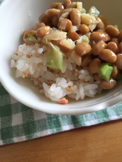 納豆の食べ方-生姜＆ブロッコリーの茎♪