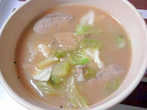 レバーと野菜のガーリック味噌スープ