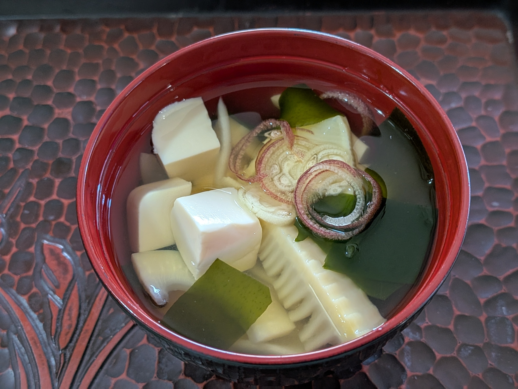 たけのこ 豆腐、わかめの吸い物