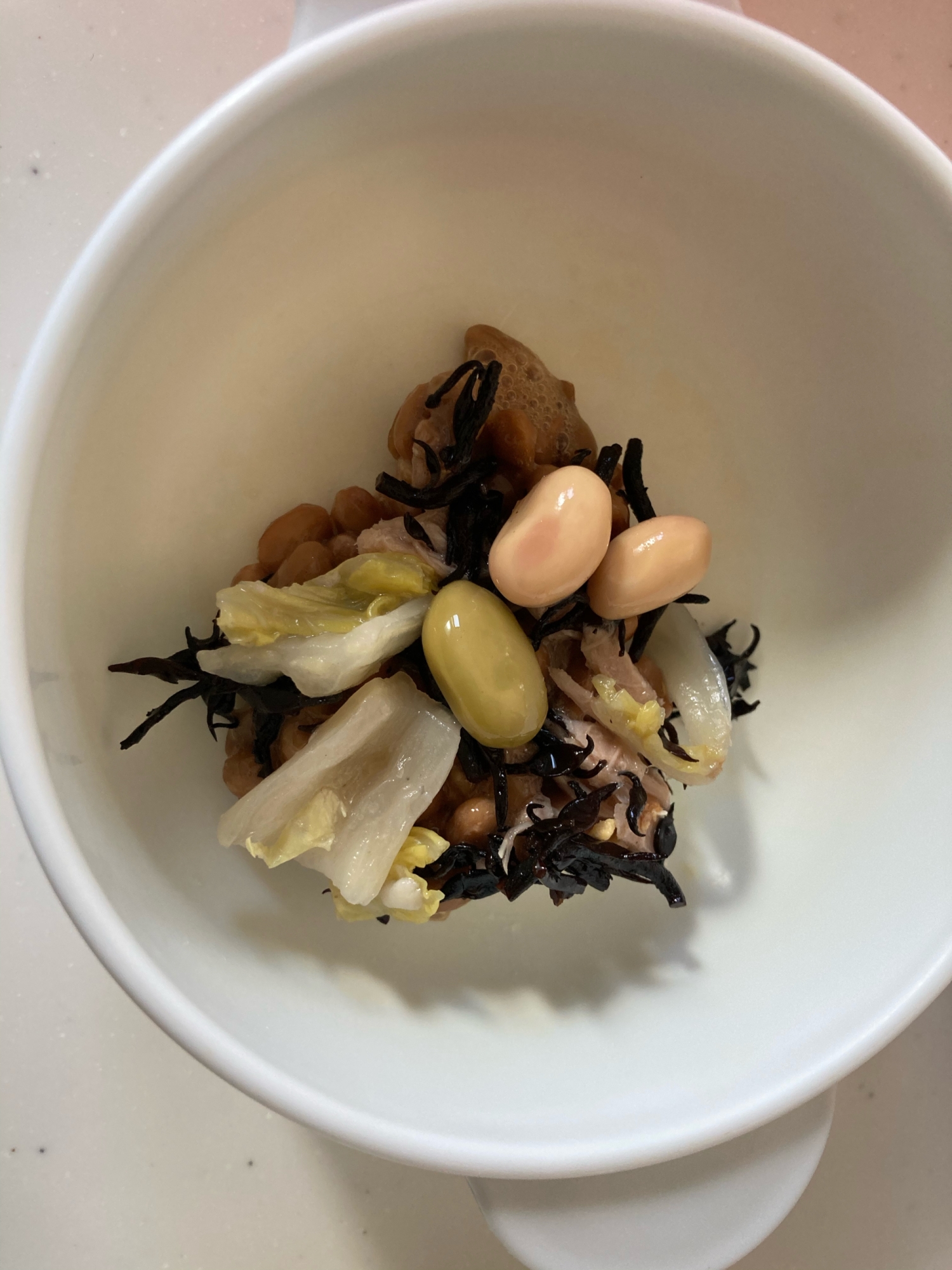 離乳食＾＾　納豆と白菜と大豆ひじき納豆和え
