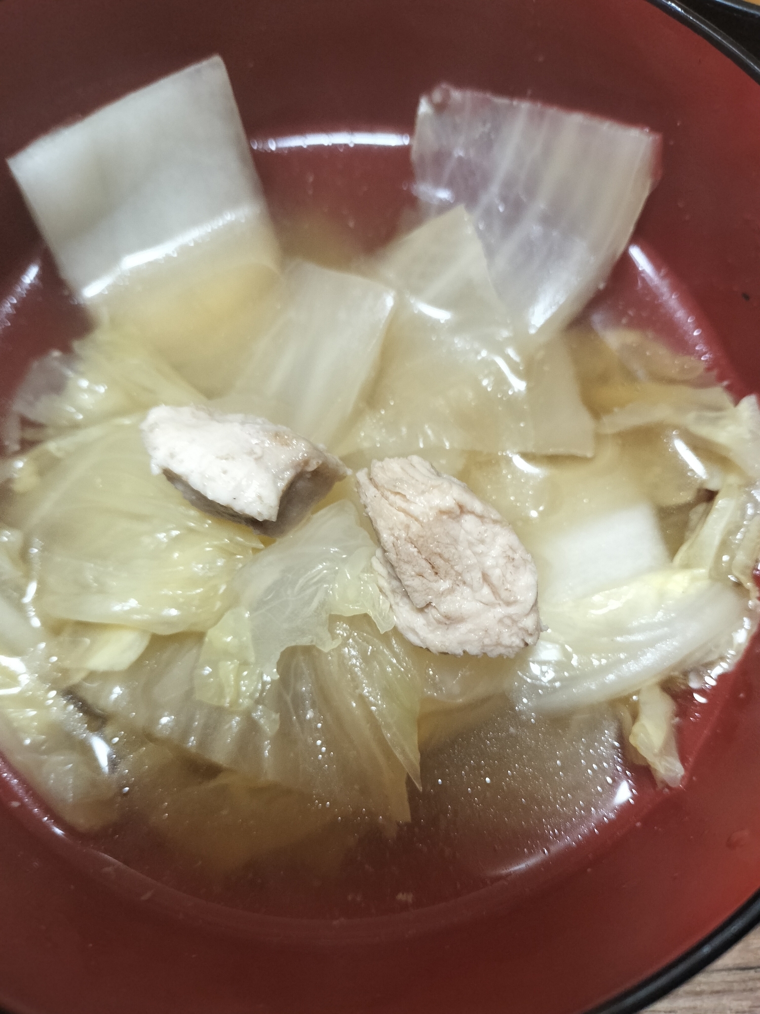 鳥と白菜の食べるスープ