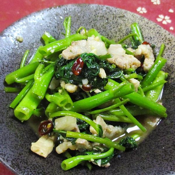 豚空芯菜のオイスター炒め