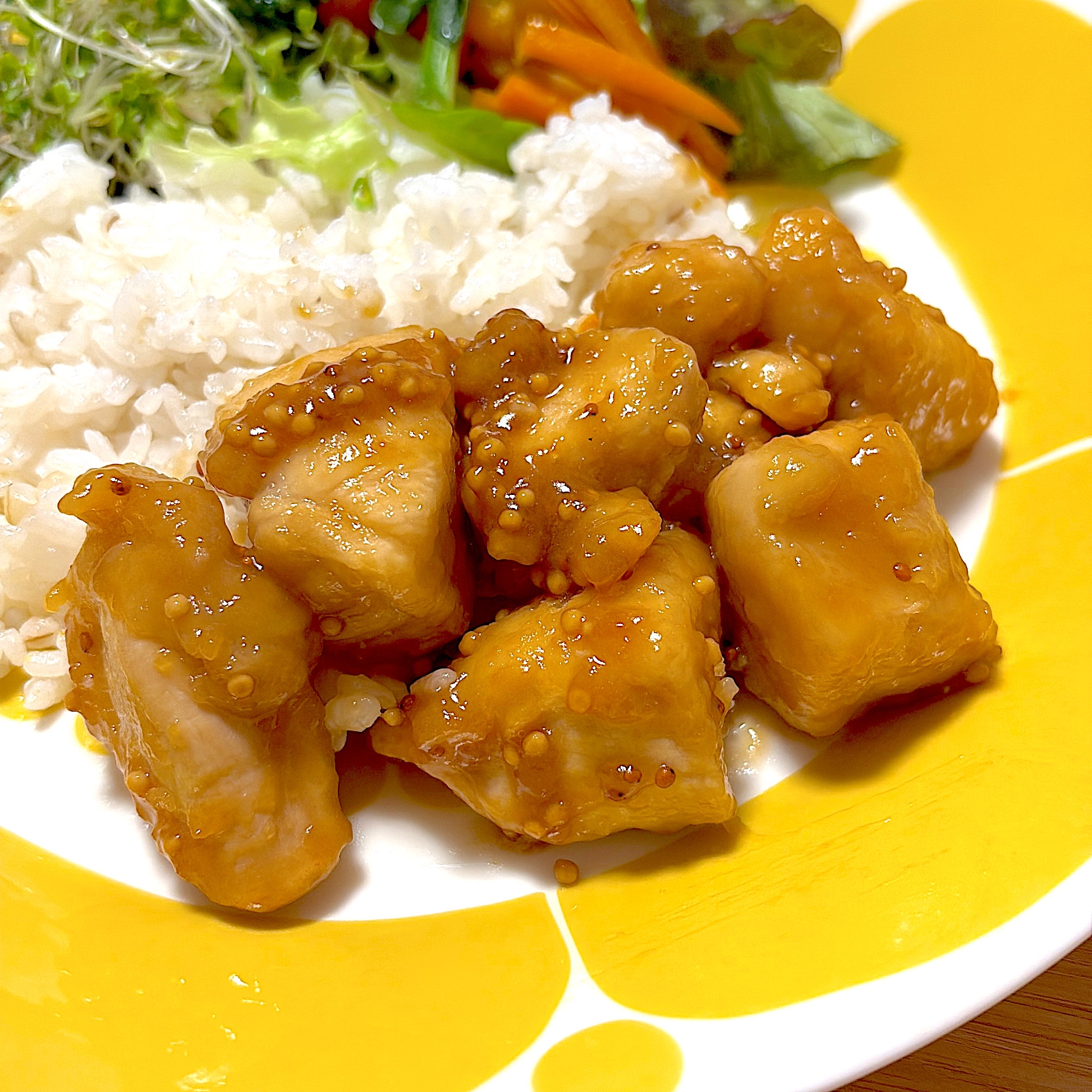 みりんを煮詰めて甘辛⭐︎粒マスタードチキン