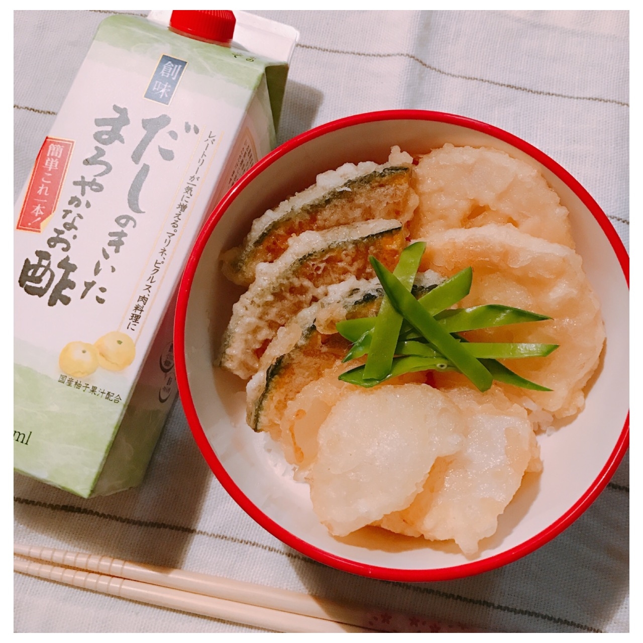 タレは「だしまろ酢」１本でOK！春野菜天丼♪