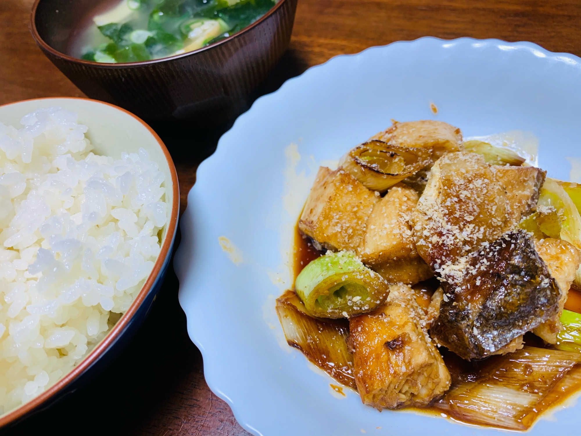 リメイク　鰤の塩焼き→ネギと鰤の照り焼き